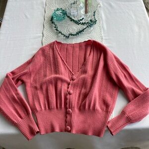 Sezane salmon synched waist sweater